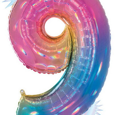 34" Number Balloon Opal Rainbow -