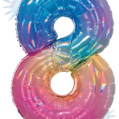 34" Number Balloon Opal Rainbow -