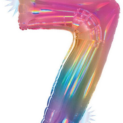 34" Number Balloon Opal Rainbow -