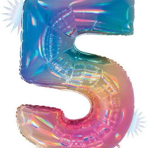34" Number Balloon Opal Rainbow -