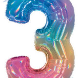 34" Number Balloon Opal Rainbow -