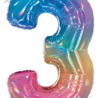 34" Number Balloon Opal Rainbow -