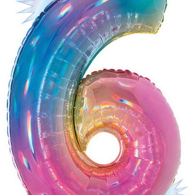 34" Number Balloon Opal Rainbow -