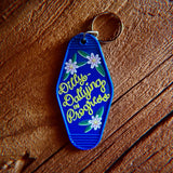 Dilly-Dallying in Progress Keychain - Blue