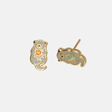 Yellow Owl Curio Earrings - Otters