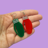 Red and Green Christmas Lights Acrylic Earrings