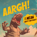 Godzilla Beach Party - Birthday Card