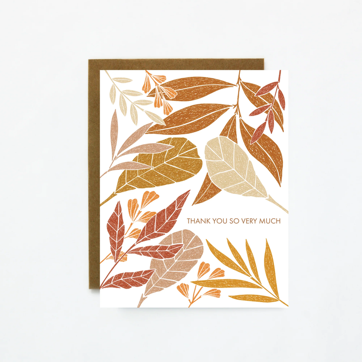Quiet Lines Thank You Card Warm Leaves