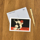 Found Image Press Postcard - Halloween Greetings Ghost & Cat