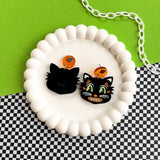 Retro Black Cat Acrylic Earrings