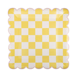 Checked Square Pastel Scallop Plate Set