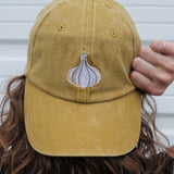 Embroidered Hat - Garlic: Washed Mustard Color