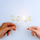 Mini 4" Gold "2026" Number Sparkler Wands Card - New Year's