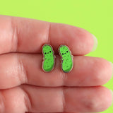 Enamel Stud Earrings - Pickle