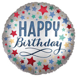 18" Satin Birthday Balloon with Stars
