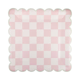 Checked Square Pastel Scallop Plate Set