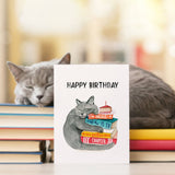 Liyana Studio Birthday Card - Book Lover Cat