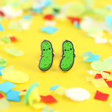 Enamel Stud Earrings - Pickle