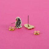 Enamel Stud Earrings - Raven