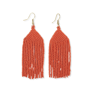 Ink & Alloy Earrings Michele Solid Beaded Fringe - Coral