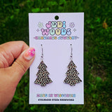 Leopard Print Christmas Tree Earrings