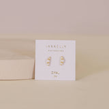 Crescent Gold Earrings - White Opal