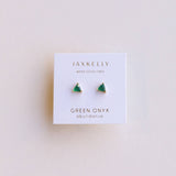 Mini Energy Gem Earrings - Green Onyx / Gold