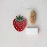 5.25" Cast Iron Strawberry Shaped Soap Dish - Red/Green
