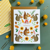 Fall Squirrels Thank You Card