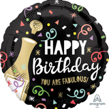 17" Gold Bubbly You Are Fabulous Birthday Balloon