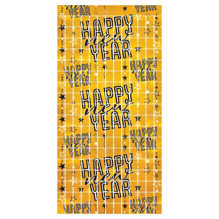 Happy New Year Metallic Square Curtain