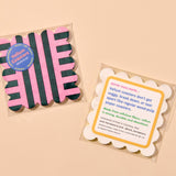 Riviera Riviera Stripes Scalloped Vellum Coasters - Pink/Hunter Green (Set of 4)