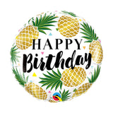 18" Golden Happy Birthday Pineapple Balloon