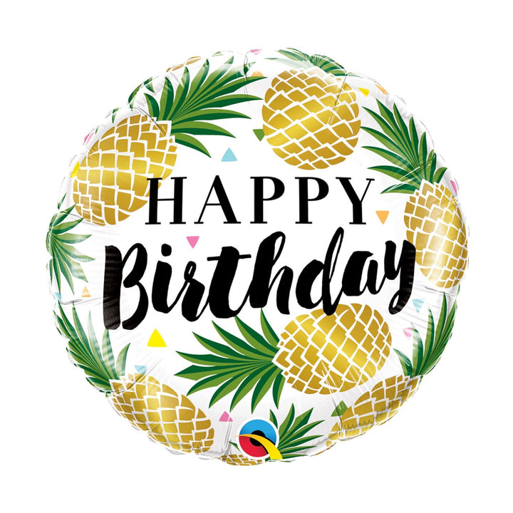 18" Golden Happy Birthday Pineapple Balloon