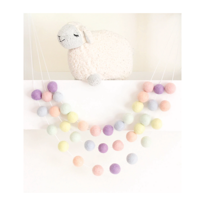 Pastel Rainbow Felt Ball Garland