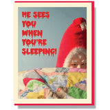 Smitten Kitten Creepy Santa Holiday Card Sees You