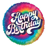 17" Groovy Tie-Dye Happy Birthday Balloon