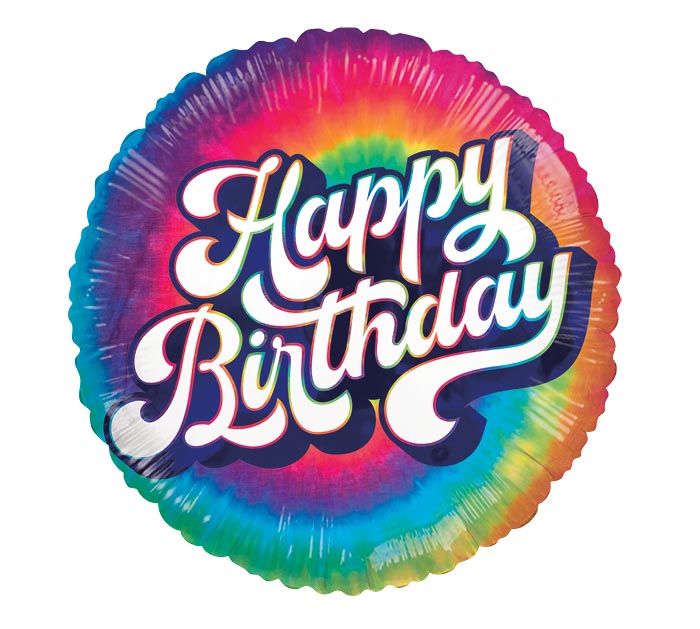 17" Groovy Tie-Dye Happy Birthday Balloon