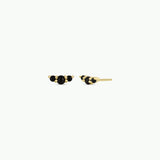Crescent Gold Earrings - Black Tourmaline