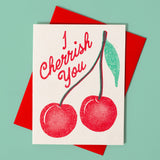 I Cherrish You - Risograph Love/Anniversary Card