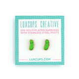 Enamel Stud Earrings - Pickle