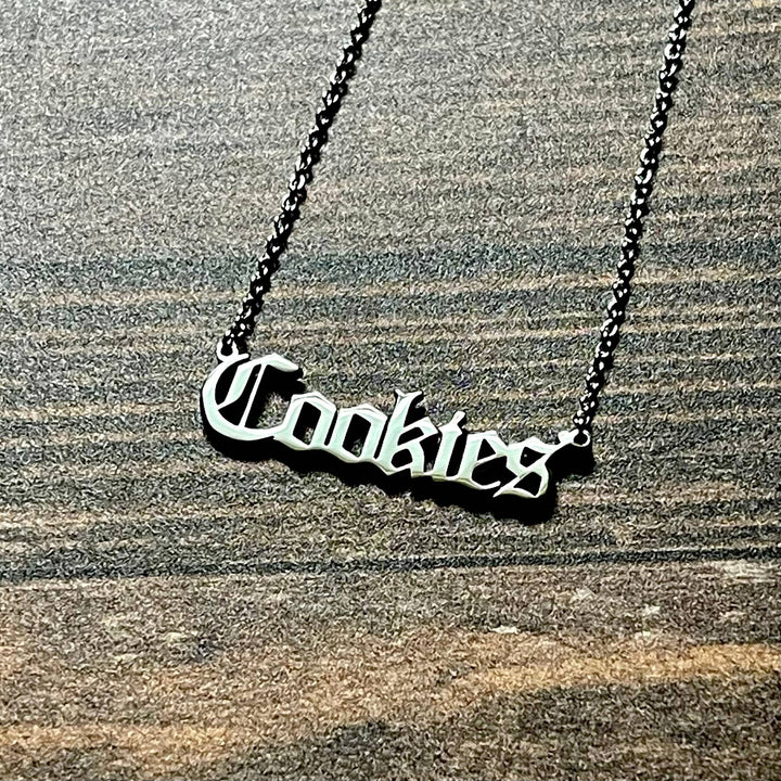 Cookies Word Necklace: Silver