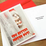 Smitten Kitten Creepy Santa Holiday Card You Better Watch Out