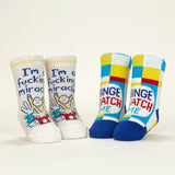 Blue Q Baby Socks Set of 2 Pairs - I'm A Fucking Miracle!/ Binge Watch Me