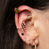 Yellow Owl Workshop Ear Cuffs -  Holly & Candy Cane