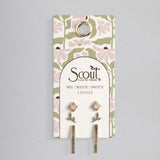 Scout Curated Wears Stud Trio Ear Jacket Set -  Leaf / Rose Quartz / Gold