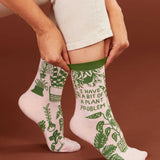 Blue Q Women's Crew Socks 'I Have a Bit of a Plant Problem'