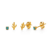 Cactus + Turquoise Stud Earring Set