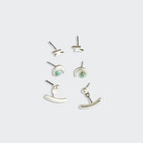 Scout Curated Wears Stud Trio Ear Jacket Set -  Moon / Turquoise / Silver
