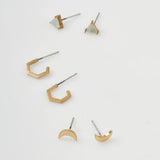 Ella Stud Trio - Gold / Labradorite